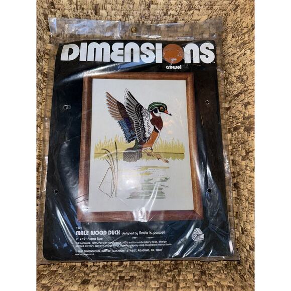 Dimensions Crewel Embroidery Kit Male Wood Duck #1171 Linda K Powell Vtg 1980 - Picture 1 of 5